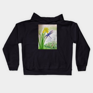 Dragonfly pond life Kids Hoodie